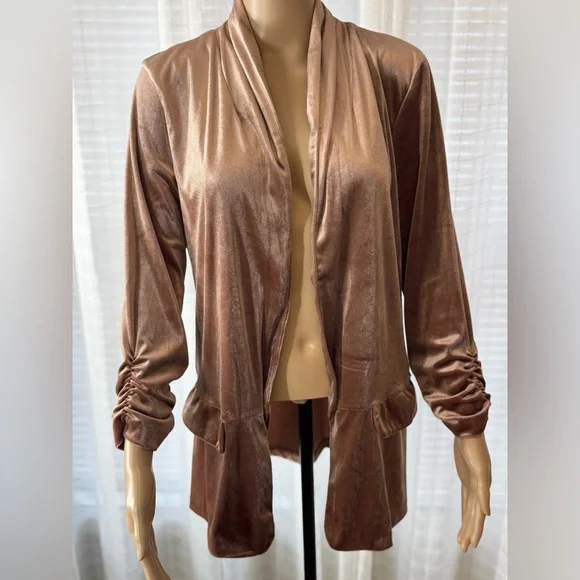 Elegant Champagne Velour Blazer | L | - Picture 2 of 10